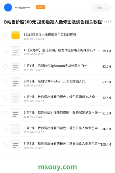 《B站售价超300元 摄影后期人像修图及调色相关教程》教程学习资源封面