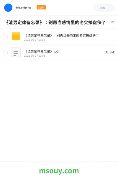《《渣男定律备忘录》:别再当感情里的老实接盘侠了》书籍学习资源封面