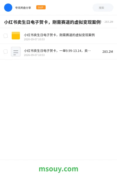 《小红书卖生日电子贺卡,刚需赛道的虚拟变现案例》AIGC网盘|学习资源网盘