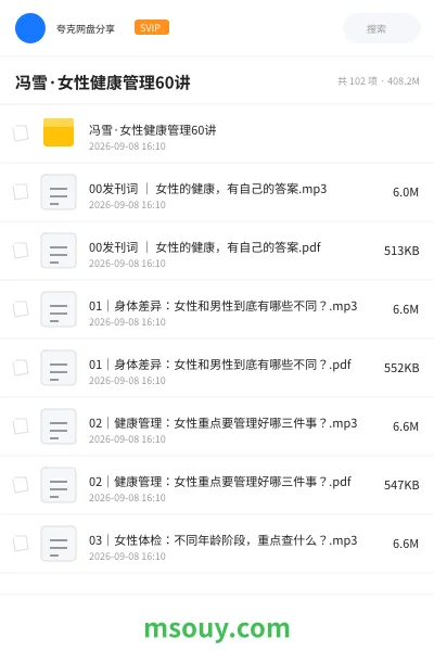 《冯雪·女性健康管理60讲》教程学习资源封面