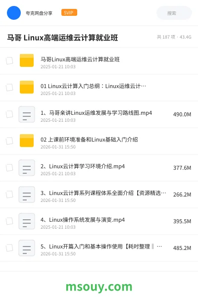 《马哥 Linux高端运维云计算就业班》教程学习资源封面