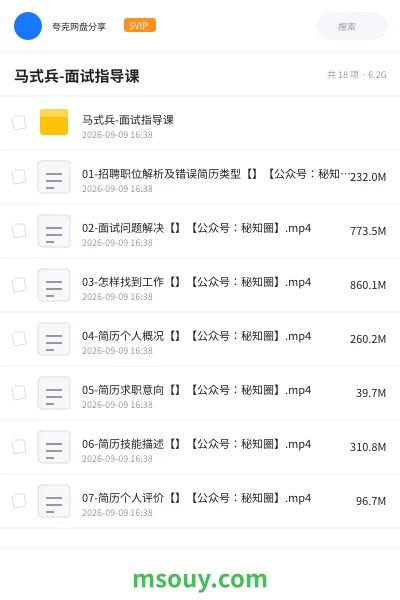 《马式兵-面试指导课》教程学习资源封面