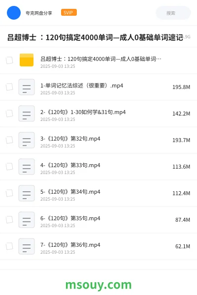 《吕超博士 ：120句搞定4000单词—成人0基础单词速记》英语网盘｜学习资源网盘