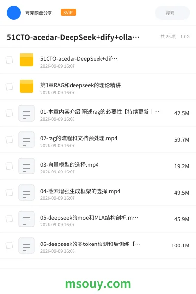 《51CTO-acedar-DeepSeek+dify+ollama三剑客 ,从理论到实战》教程网盘|学习资源网盘