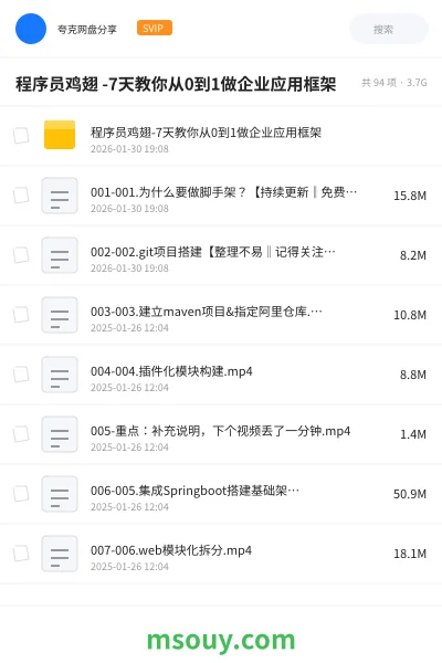 《程序员鸡翅 -7天教你从0到1做企业应用框架》编程学习资源封面