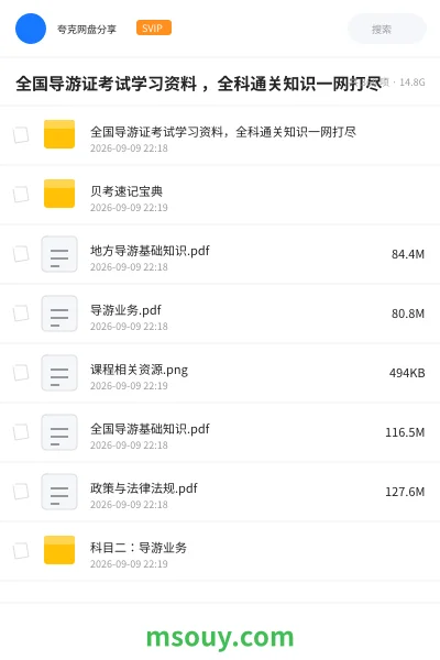 《全国导游证考试学习资料 ，全科通关知识一网打尽》职业资格网盘｜学习资源网盘