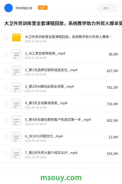 《大卫外贸训练营全套课程回放,系统教学助力外贸人爆单变现》教程网盘|学习资源网盘
