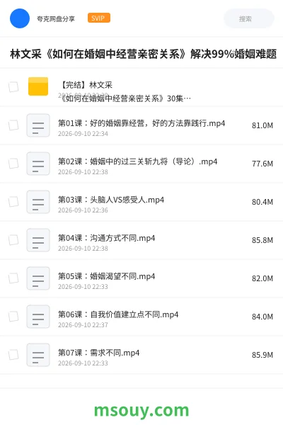 《林文采《如何在婚姻中经营亲密关系》解决99%婚姻难题》教程网盘｜学习资源网盘