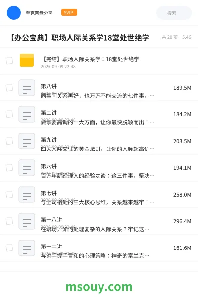 《【办公宝典】职场人际关系学18堂处世绝学》其他网盘｜学习资源网盘