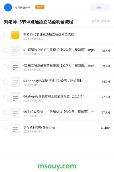 《刘老师·5节课跑通独立站盈利全流程》教程网盘|学习资源网盘