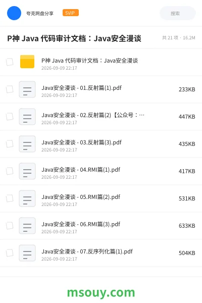 《P神 Java 代码审计文档:Java安全漫谈》编程学习资源封面