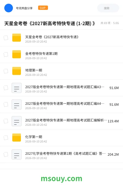 《天星金考卷《2027新高考特快专递 (1-2期) 》》学习资源网盘｜学习资源网盘