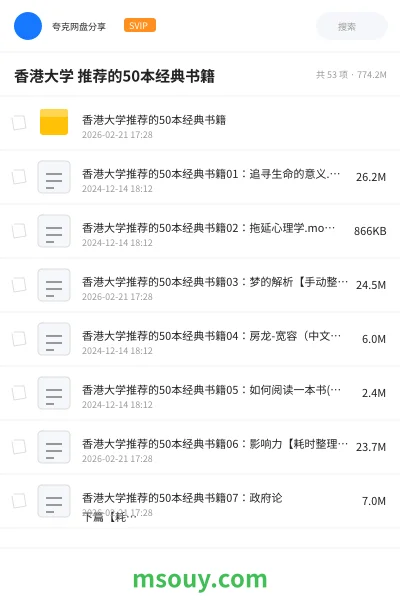 《香港大学 推荐的50本经典书籍》书刊学习资源封面