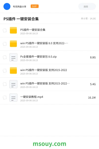 《PS插件 一键安装合集》软件学习资源封面