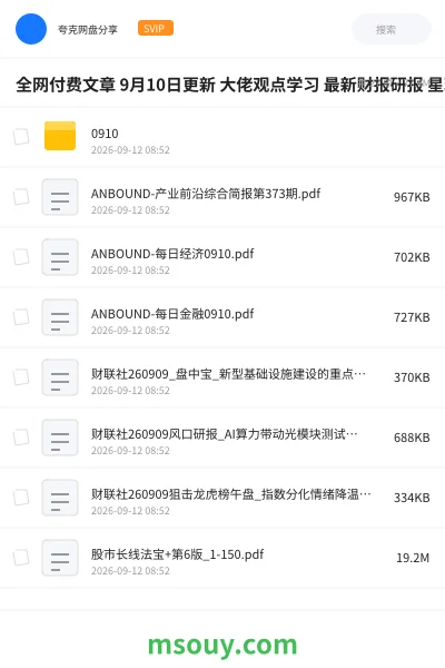 《全网付费文章 9月10日更新 大佬观点学习 最新财报研报 星球资讯等》教程学习资源封面