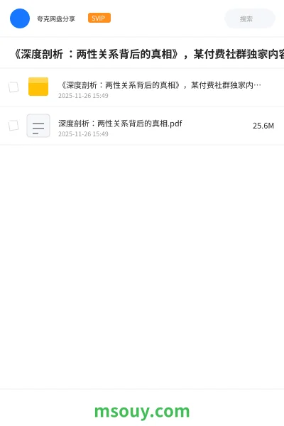 《《深度剖析 :两性关系背后的真相》,某付费社群独家内容公开》书刊学习资源封面