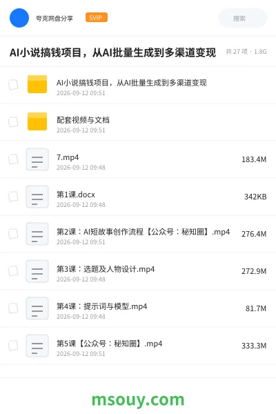 《AI小说搞钱项目,从AI批量生成到多渠道变现》AIGC网盘|学习资源网盘