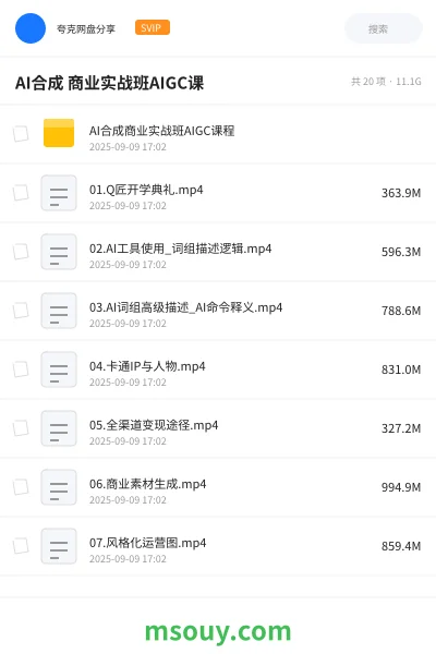《AI合成 商业实战班AIGC课》AIGC网盘|学习资源网盘
