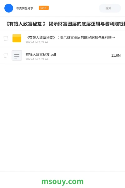 《《有钱人致富秘笈 》 揭示财富圈层的底层逻辑与暴利赚钱模式》网赚学习资源封面