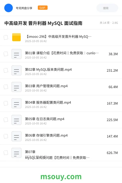 《中高级开发 晋升利器 MySQL 面试指南》编程学习资源封面