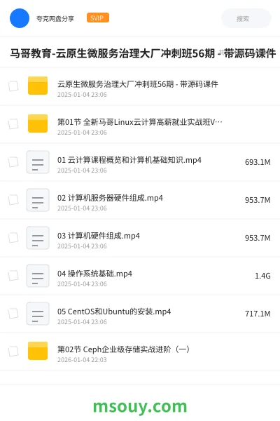 《马哥教育-云原生微服务治理大厂冲刺班56期 - 带源码课件》教程学习资源封面