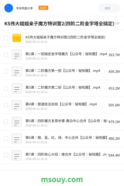 《KS伟大姐姐亲子魔方特训营2(四阶二阶金字塔全搞定)》教程学习资源封面