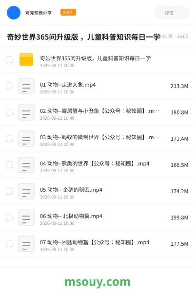 《奇妙世界365问升级版 ，儿童科普知识每日一学》教育动画网盘｜学习资源网盘