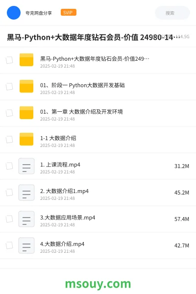 《黑马-Python+大数据年度钻石会员-价值 24980-14 阶段完结无密》教程网盘｜学习资源网盘