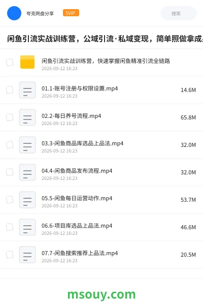 《闲鱼引流实战训练营,公域引流·私域变现,简单照做拿成果》网赚学习资源封面