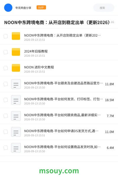 《NOON中东跨境电商:从开店到稳定出单(更新2026)》教程学习资源封面