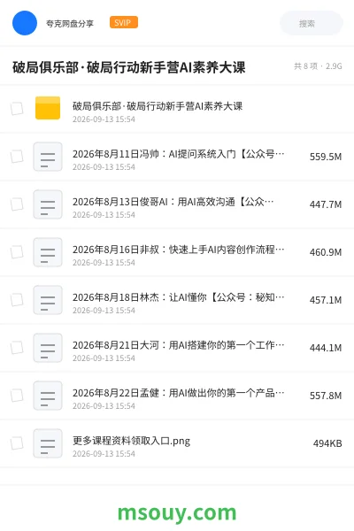 《破局俱乐部·破局行动新手营AI素养大课》AIGC学习资源封面