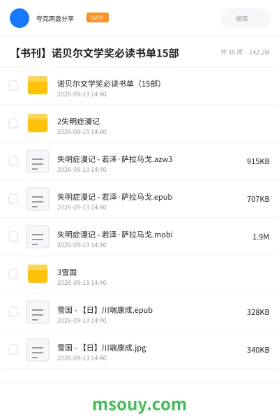 《【书刊】诺贝尔文学奖必读书单15部》书刊学习资源封面
