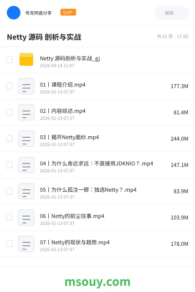 《Netty 源码 剖析与实战》教程学习资源封面