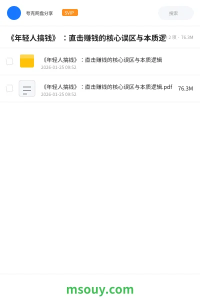 《《年轻人搞钱》 :直击赚钱的核心误区与本质逻》网赚学习资源封面