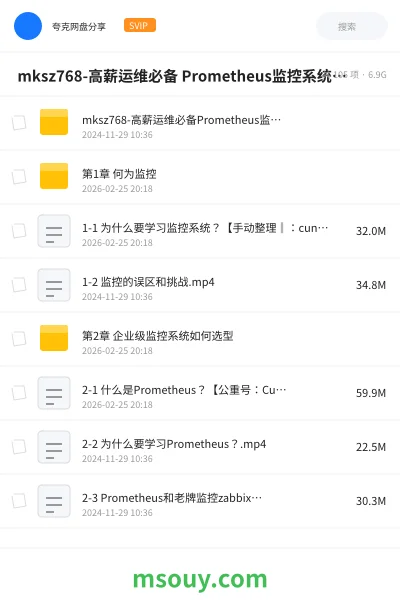 《🔥 mksz768-高薪运维必备 Prometheus监控系统企业级实战》教程学习资源封面