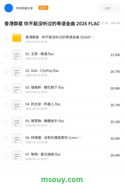 《香港群星 你不能没听过的粤语金曲 2026 FLAC》音乐学习资源封面