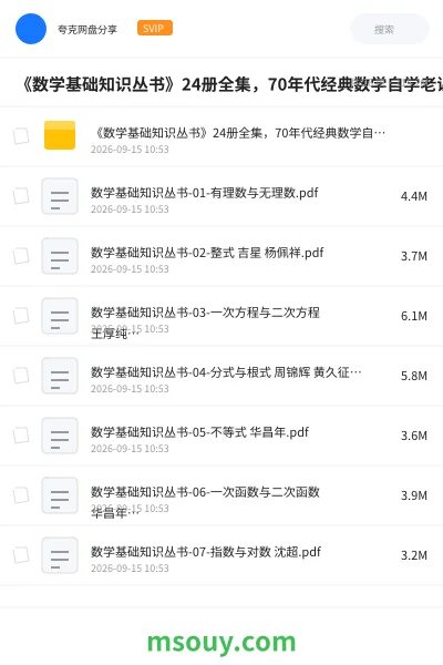 《《数学基础知识丛书》24册全集,70年代经典数学自学老课本书单》学习资源学习资源封面