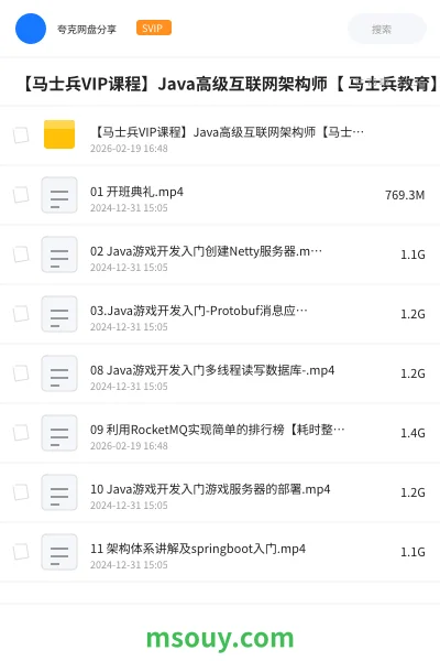 《【马士兵VIP课程】Java高级互联网架构师【 马士兵教育】滚动二班》教程学习资源封面