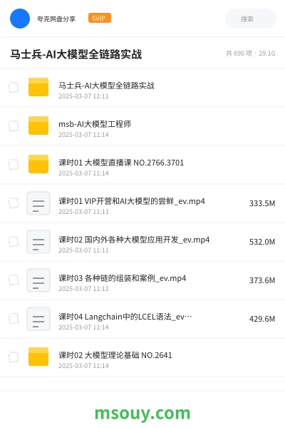 《马士兵-AI大模型全链路实战》AIGC网盘｜学习资源网盘