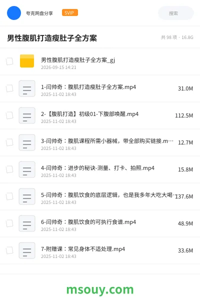 《男性腹肌打造瘦肚子全方案》教程学习资源封面