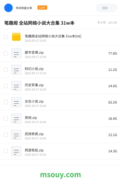 《笔趣阁 全站网络小说大合集 31w本》小说学习资源封面