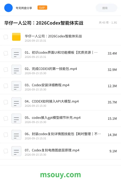 《华仔一人公司：2026Codex智能体实战》AIGC网盘｜学习资源网盘