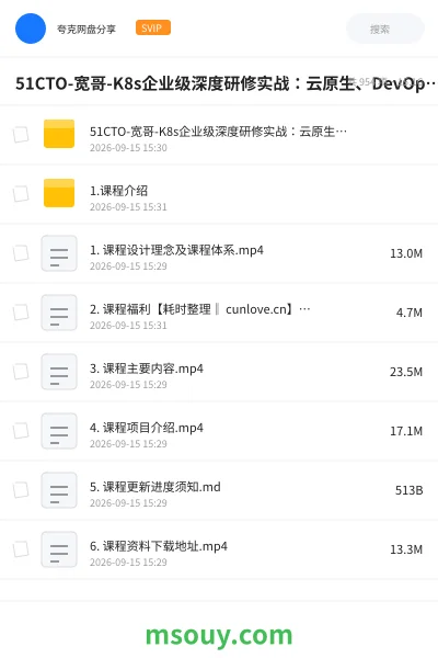 《51CTO-宽哥-K8s企业级深度研修实战:云原生、DevOps、可观测性、弹性伸缩、服务网格、异地多活》AIGC学习资源封面