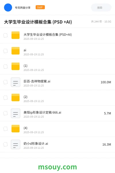 《大学生毕业设计模板合集 (PSD +AI)》AIGC网盘|学习资源网盘