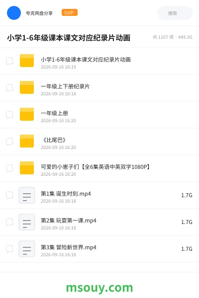 《小学1-6年级课本课文对应纪录片动画》AIGC学习资源封面