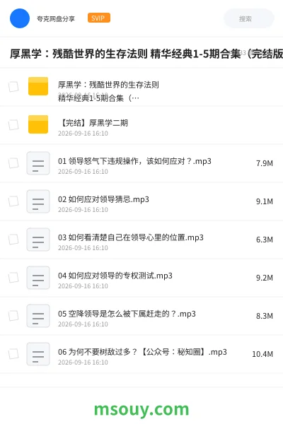 《厚黑学:残酷世界的生存法则 精华经典1-5期合集(完结版)》教程学习资源封面