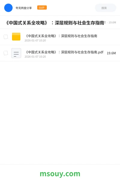 《《中国式关系全攻略》 :深层规则与社会生存指南》书刊学习资源封面