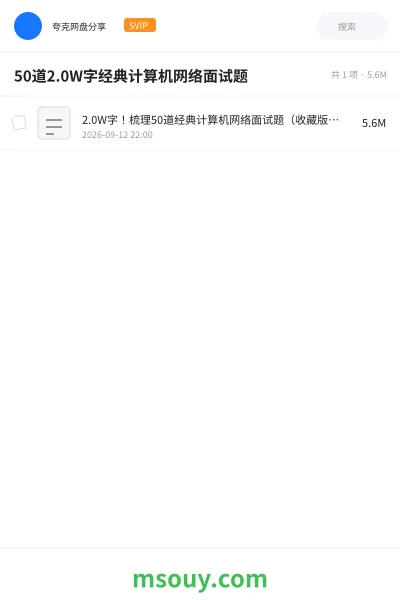 《50道2.0W字经典计算机网络面试题》编程网盘|学习资源网盘