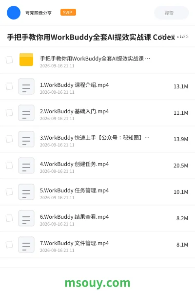 《手把手教你用WorkBuddy全套AI提效实战课 Codex+ OpenClaw自定义Skill》AIGC网盘|学习资源网盘