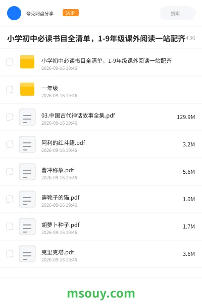 《小学初中必读书目全清单,1-9年级课外阅读一站配齐》书刊学习资源封面
